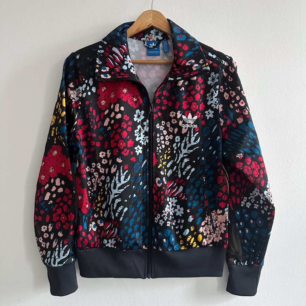 Adidas Originals Black Floral Track Jacket Medium (Runs Small)